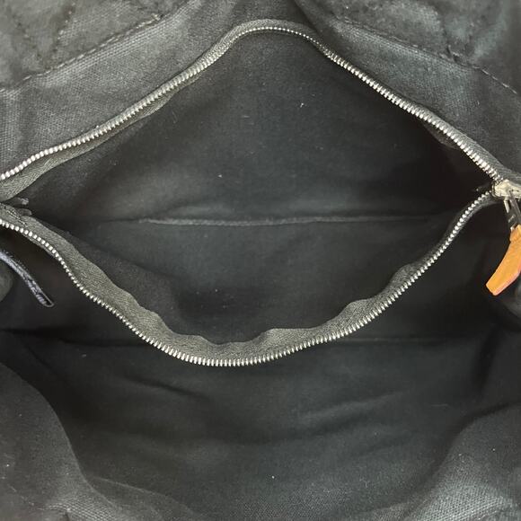 Hermès Fourre Tout PM Canvas Tote Bag Black Gray Striped Handles France - Picture 12 of 15